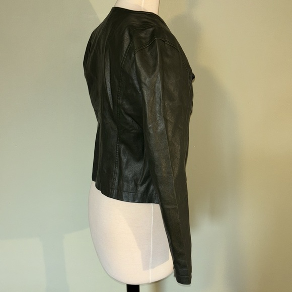 LOFT deep olive green faux leather jacket women’s size 0 - Picture 7 of 11